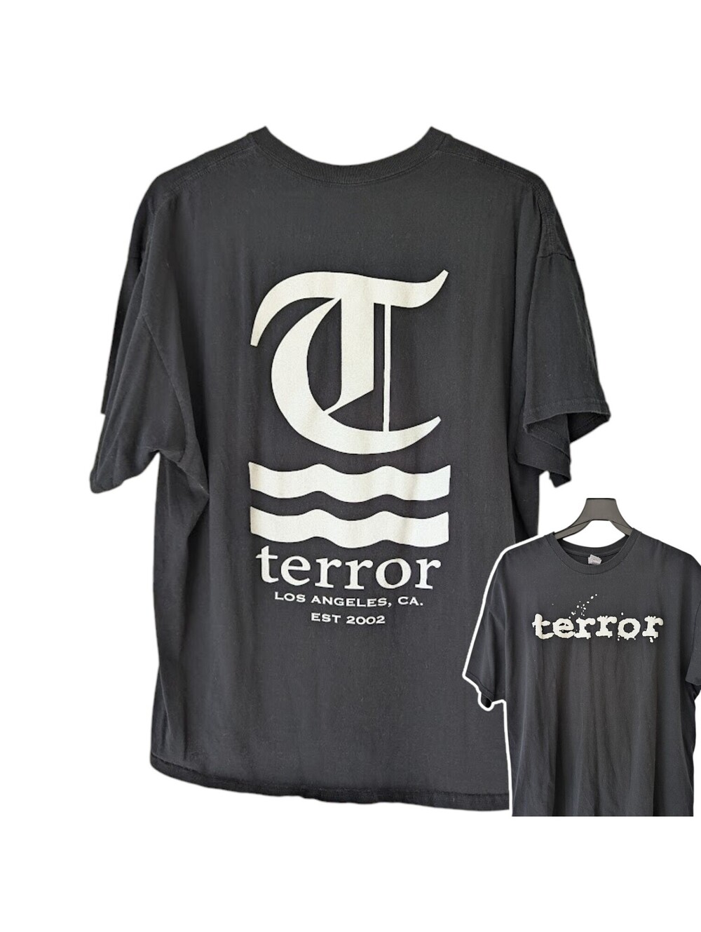 Terror Band T-Shirt Mens 2XL Black Hot Water Music Logo Hardcore Tee 25x30 Punk